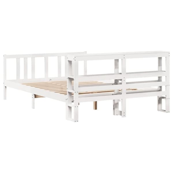 vidaXL Sengeramme med hodegavl hvit 160x200 cm heltre furu
