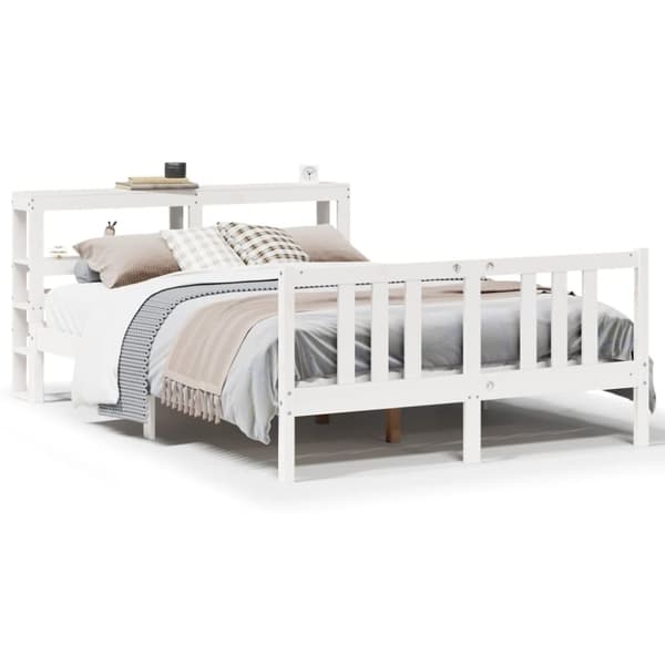 vidaXL Sengeramme med hodegavl hvit 160x200 cm heltre furu
