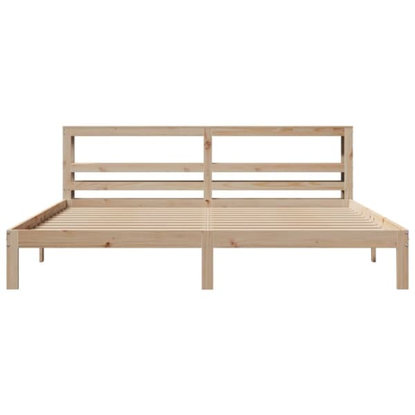 vidaXL Sängynrunko päädyllä 200x200 cm täysi mänty