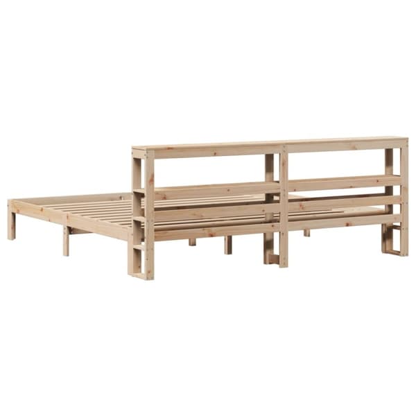 vidaXL Sängynrunko päädyllä 200x200 cm täysi mänty