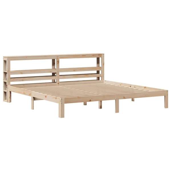 vidaXL Sängynrunko päädyllä 200x200 cm täysi mänty