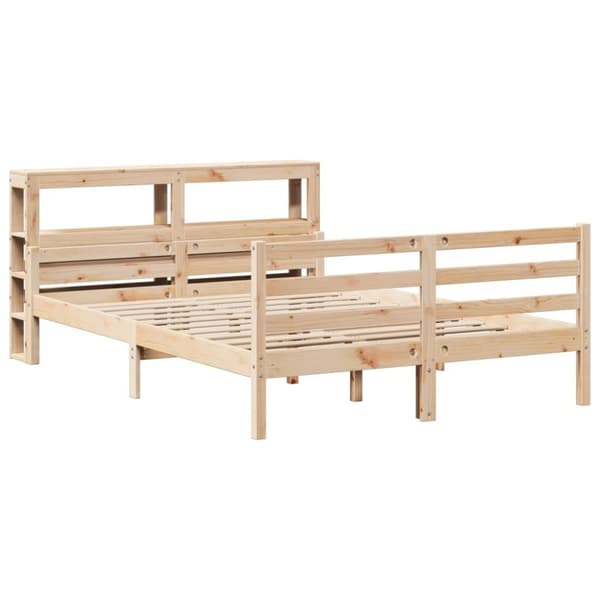 vidaXL sengeramme med sengegavl 160x200 cm massivt fyrretræ hvid