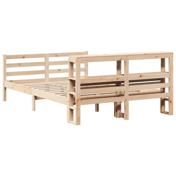 vidaXL sengeramme med sengegavl 160x200 cm massivt fyrretræ hvid