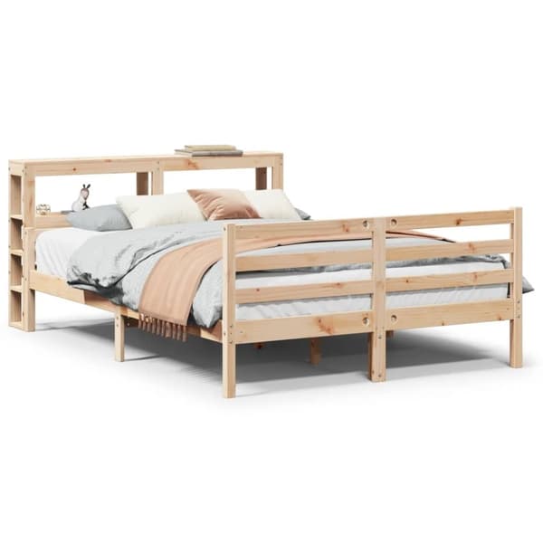 vidaXL sengeramme med sengegavl 160x200 cm massivt fyrretræ hvid