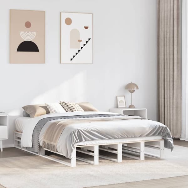 vidaXL sengeramme uden madras 140x190 cm massivt fyrretræ hvid