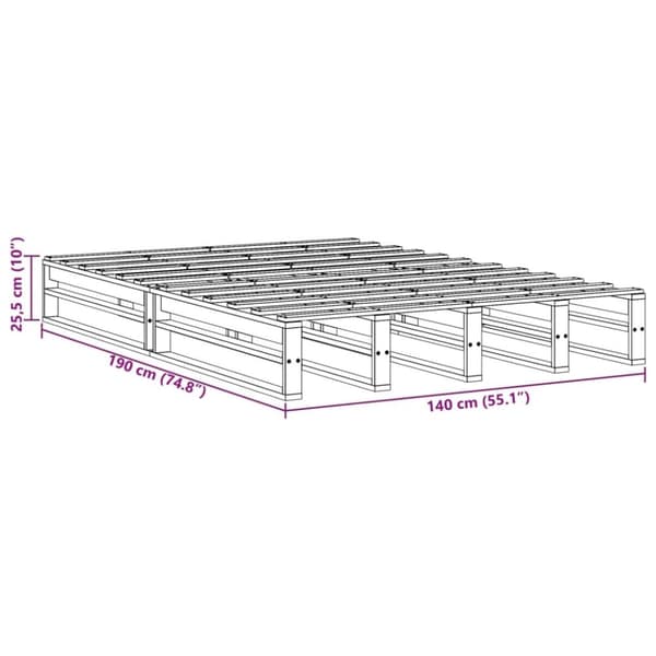vidaXL sengeramme uden madras 140x190 cm massivt fyrretræ hvid