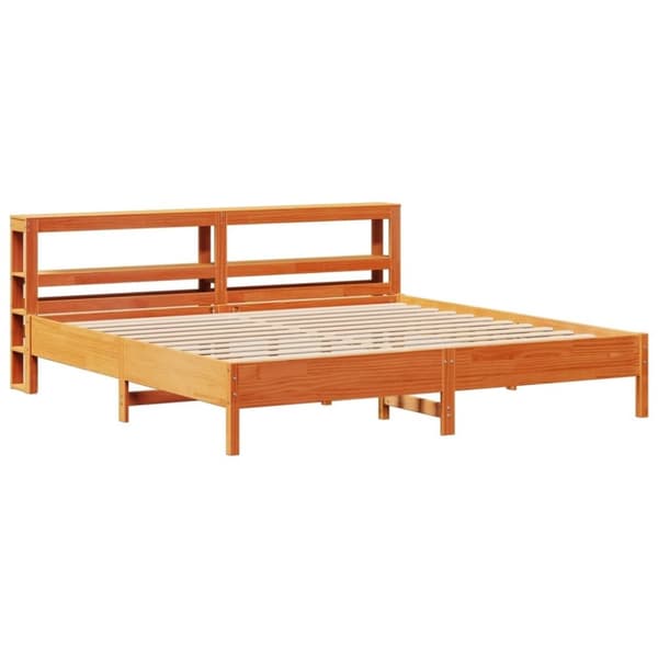 vidaXL Sengeramme uten madrass voksbrun 200x200 cm heltre furu