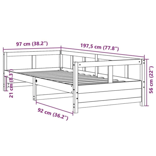 vidaXL Dagseng naturell 90x190 cm heltre furu