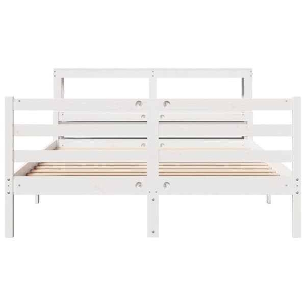 vidaXL Sengeramme med hodegavl hvit 150x200 cm heltre furu