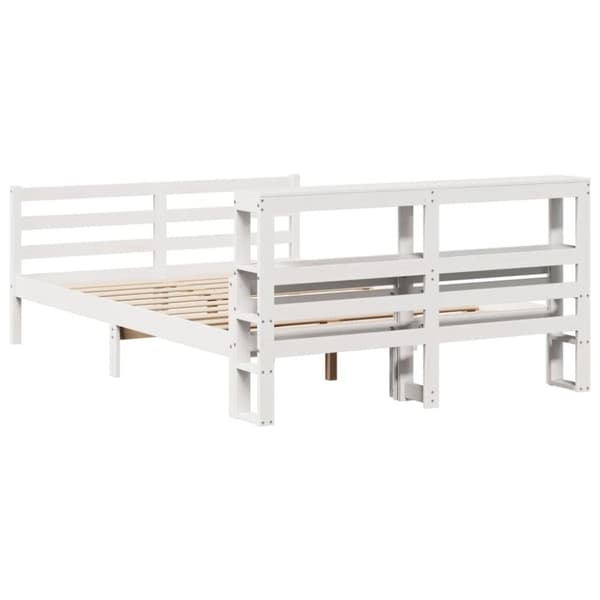 vidaXL Sengeramme med hodegavl hvit 150x200 cm heltre furu