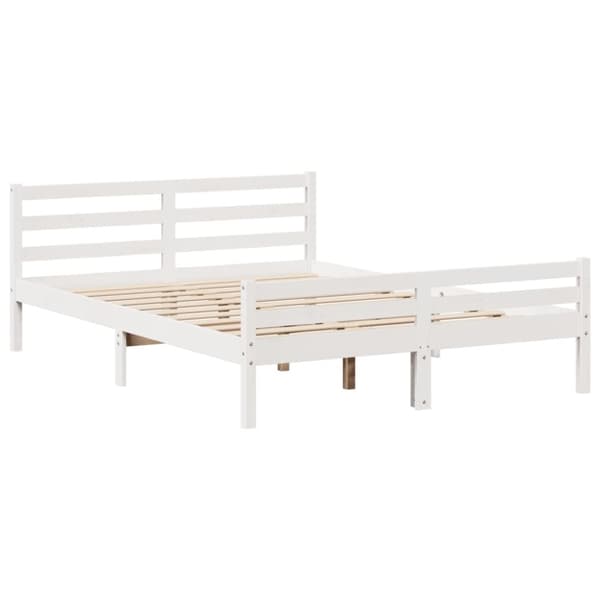 vidaXL Sengeramme med hodegavl hvit 150x200 cm heltre furu