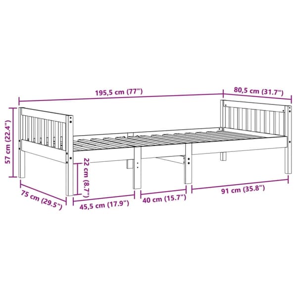 vidaXL Barneseng uten madrass voksbrun 75x190 cm heltre furu