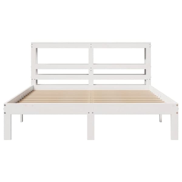 vidaXL Sengeramme med hodegavl hvit 135x190 cm heltre furu
