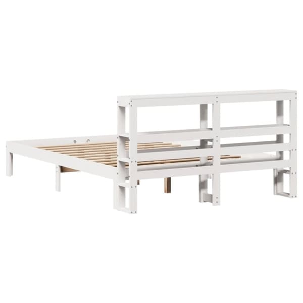 vidaXL Sengeramme med hodegavl hvit 135x190 cm heltre furu