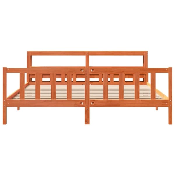 vidaXL Sengeramme med hodegavl voksbrun 180x200 cm heltre furu