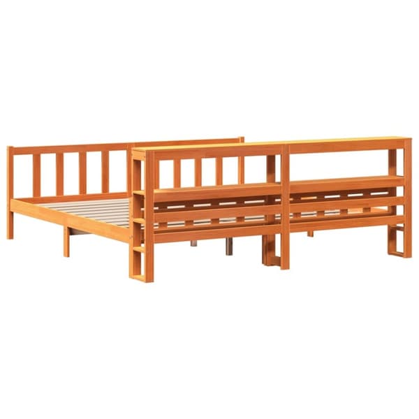 vidaXL Sengeramme med hodegavl voksbrun 180x200 cm heltre furu