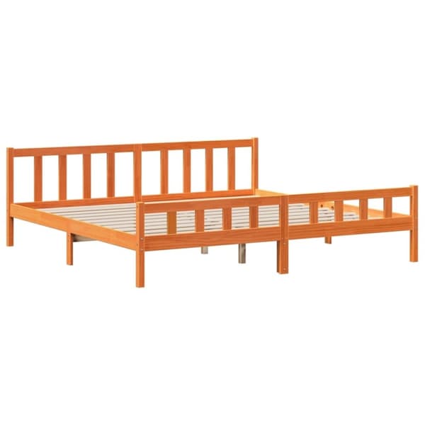vidaXL Sengeramme med hodegavl voksbrun 180x200 cm heltre furu