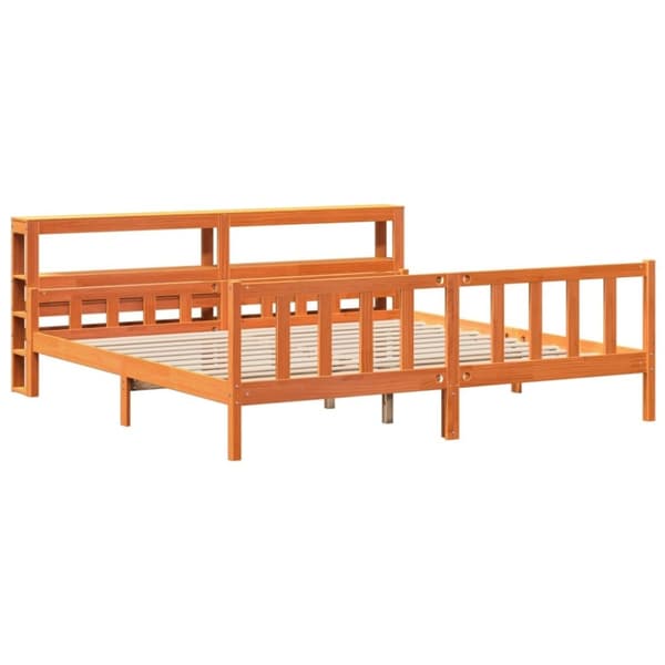 vidaXL Sengeramme med hodegavl voksbrun 180x200 cm heltre furu