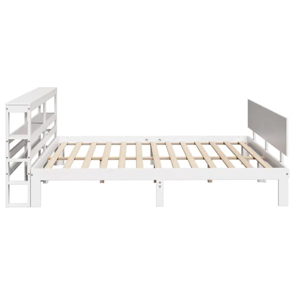 vidaXL sengeramme med sengegavl 200x200 cm massivt fyrretræ hvid