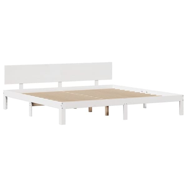 vidaXL sengeramme med sengegavl 200x200 cm massivt fyrretræ hvid