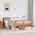 Miniatyrbilde 4 av 11: vidaXL Sengeramme med hodegavl voksbrun 135x190 cm heltre furu