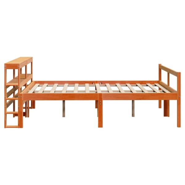 vidaXL Sengeramme med hodegavl voksbrun 135x190 cm heltre furu
