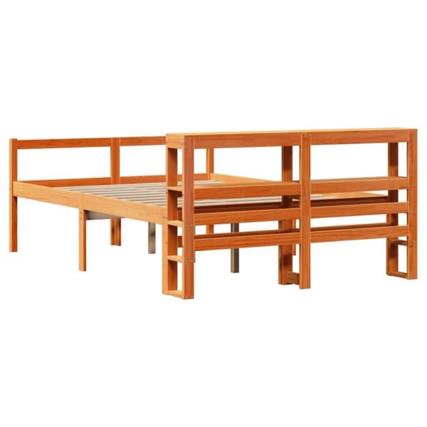 vidaXL Sengeramme med hodegavl voksbrun 135x190 cm heltre furu