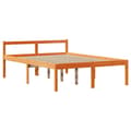 Miniatyrbilde 8 av 11: vidaXL Sengeramme med hodegavl voksbrun 135x190 cm heltre furu