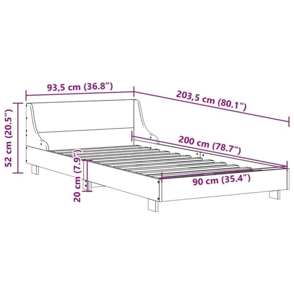 vidaXL Sengeramme uten madrass hvit 90x200 cm heltre furu