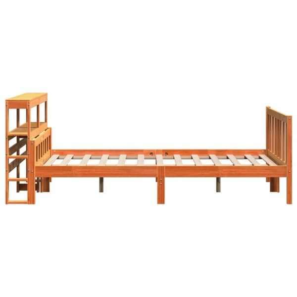 vidaXL Sengeramme med hodegavl voksbrun 150x200 cm heltre furu