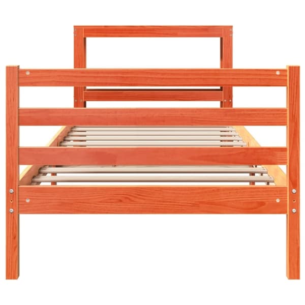 vidaXL Sengeramme uten madrass voksbrun 90x200 cm heltre furu
