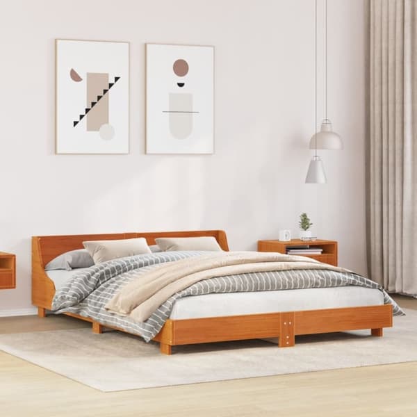 vidaXL Sänky ilman patjaa vahanruskea 120x190 cm täysi mänty