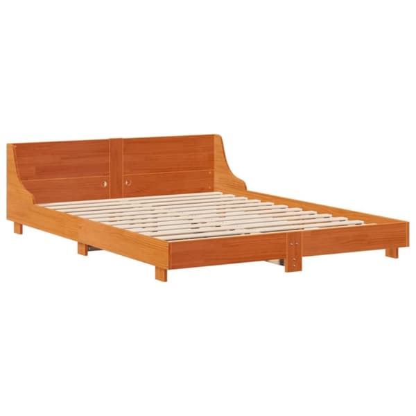 vidaXL Sänky ilman patjaa vahanruskea 120x190 cm täysi mänty