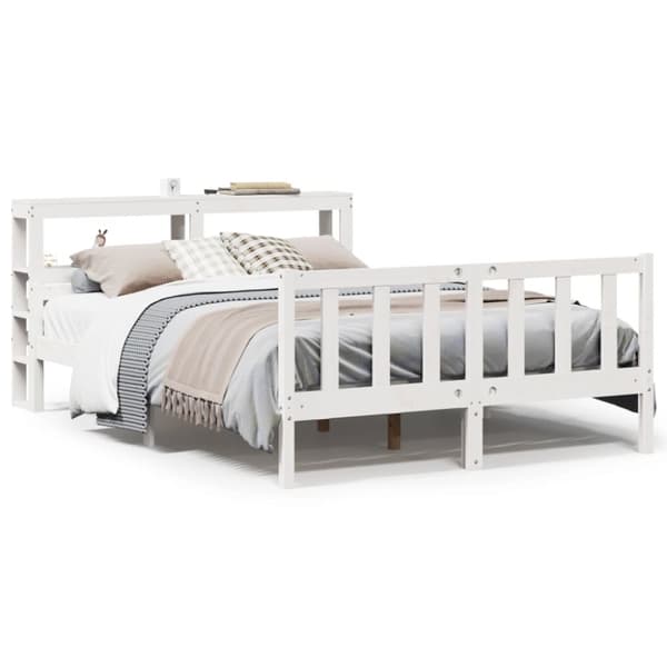 vidaXL sengeramme uden madras 150x200 cm massivt fyrretræ hvid