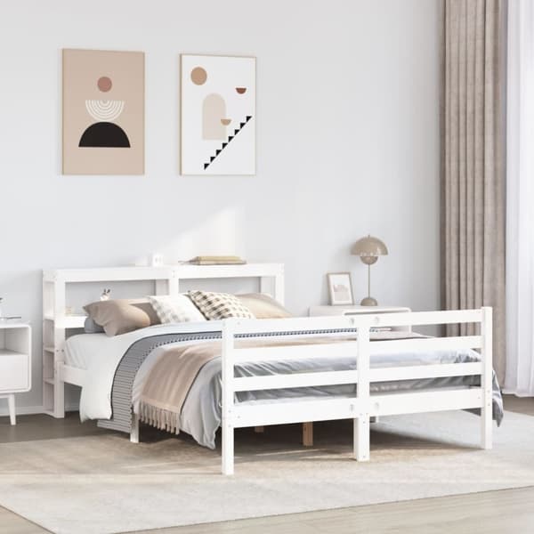 vidaXL sengeramme uden madras 150x200 cm massivt fyrretræ hvid