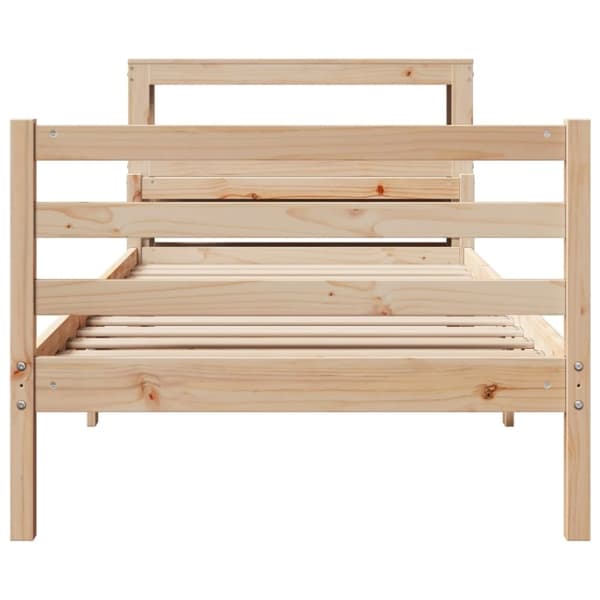 vidaXL Sängynrunko päädyllä 75x190 cm täysi mänty