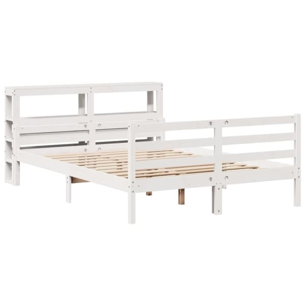 vidaXL sengeramme med sengegavl 140x200 cm massivt fyrretræ hvid