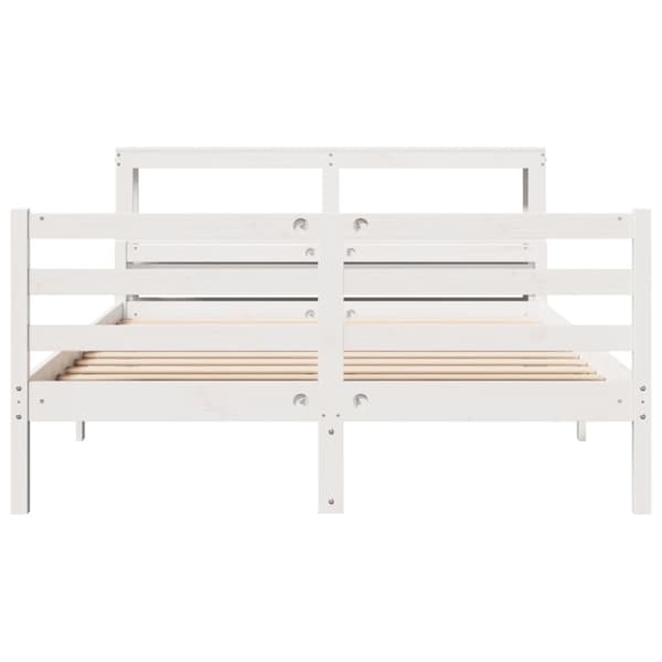vidaXL sengeramme med sengegavl 140x200 cm massivt fyrretræ hvid