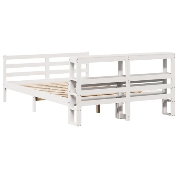 vidaXL sengeramme med sengegavl 140x200 cm massivt fyrretræ hvid