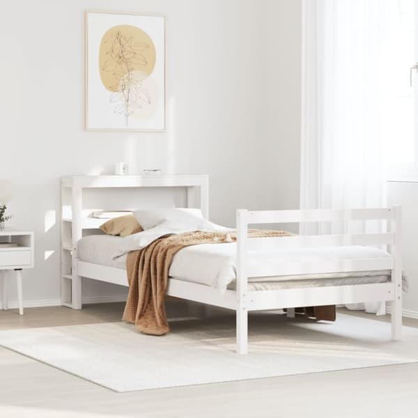 vidaXL Sengeramme uten madrass hvit 100x200 cm heltre furu