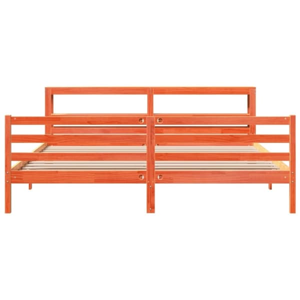 vidaXL Sengeramme uten madrass voksbrun 200x200 cm heltre furu