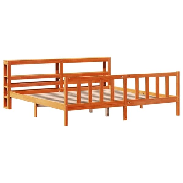 vidaXL Sengeramme med hodegavl voksbrun 180x200 cm heltre furu