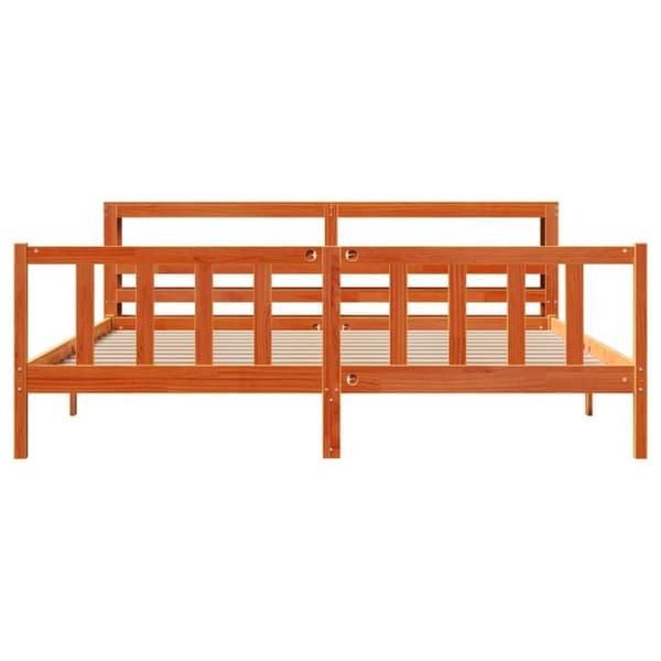 vidaXL Sengeramme med hodegavl voksbrun 180x200 cm heltre furu