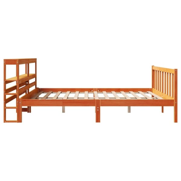 vidaXL Sengeramme med hodegavl voksbrun 180x200 cm heltre furu
