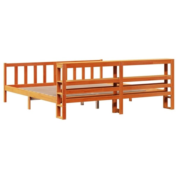vidaXL Sengeramme med hodegavl voksbrun 180x200 cm heltre furu