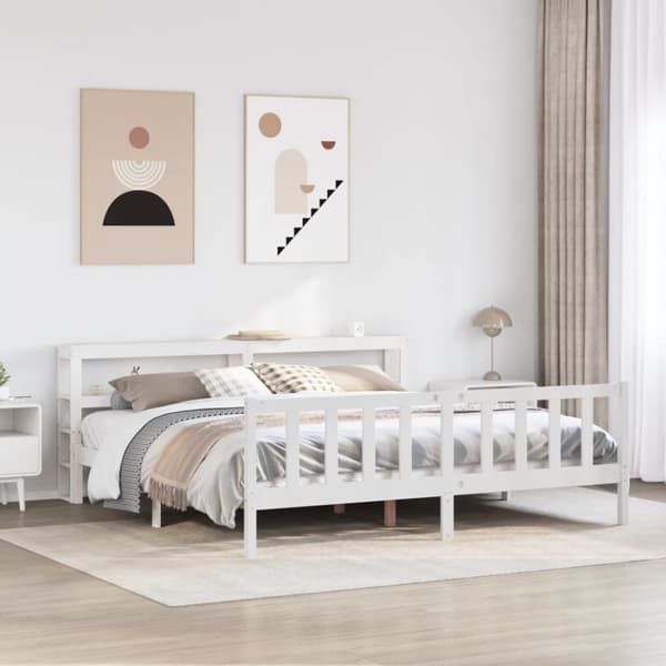 vidaXL Sängynrunko ilman patjaa valkoinen 180x200 cm täysi mänty