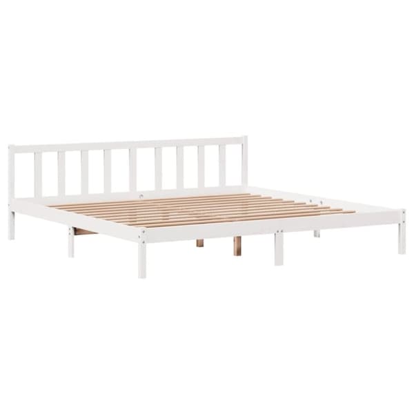 vidaXL Sängynrunko ilman patjaa valkoinen 180x200 cm täysi mänty