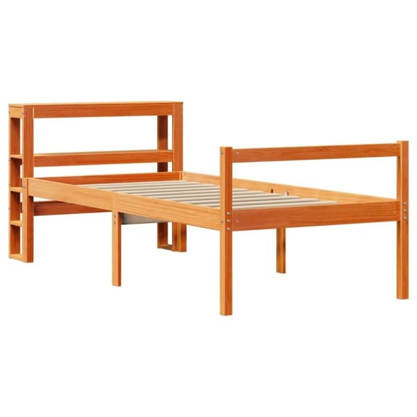 vidaXL Sengeramme med hodegavl voksbrun 75x190 cm heltre furu