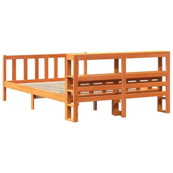 vidaXL Sengeramme med hodegavl voksbrun 160x200 cm heltre furu