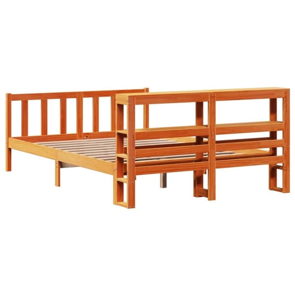 vidaXL Sengeramme med hodegavl voksbrun 160x200 cm heltre furu